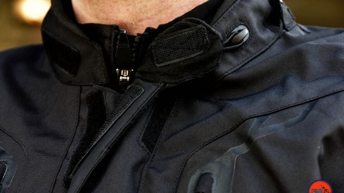 Fieldsheer Hydro Heat Textile Jacket Closeup of Neck Clasp - Velcro/Zippers
