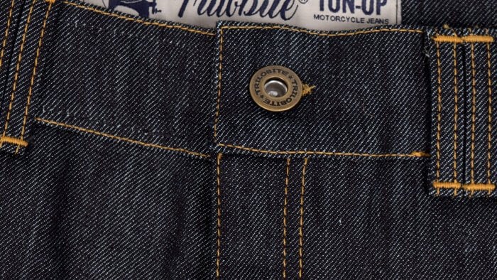 Trilobite 1860 Ton-Up Jeans Front Waist Closeup Button Clasp