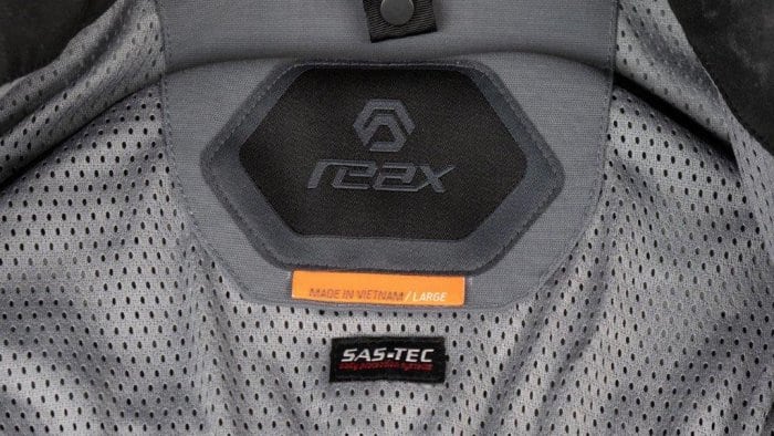 REAX Ridge Textile Jacket Closeup Interior Neck Logo