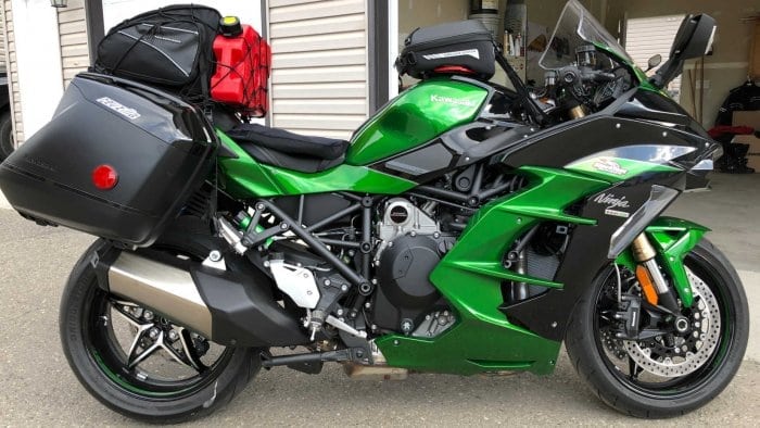 2018 Kawasaki Ninja H2SXSE with luggage installed.