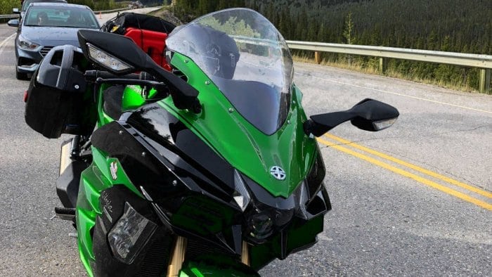 2018 Kawasaki Ninja H2SXSE on the Icefield Parkway.