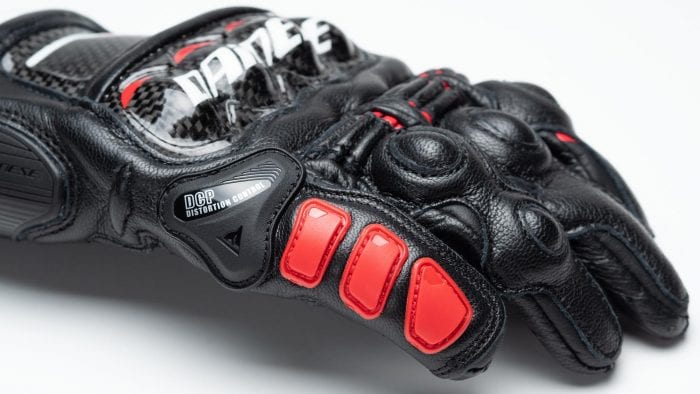 Dainese D1 Druid Long Gloves closeup of finger padding/armor