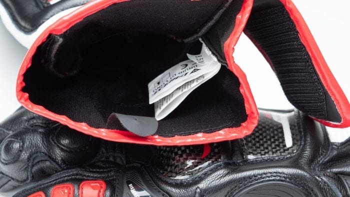Dainese D1 Druid Long Gloves interior cuff/wrist view