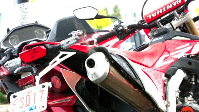 2019 Honda CRF450L in the rain.