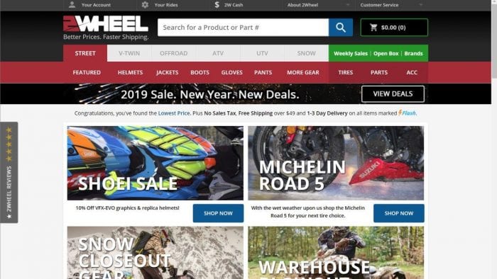 2Wheel.com eCommerce website for motorcycles, helmets, utv/atv, and snowmobiles