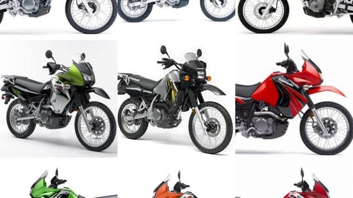 Various Kawasaki KLR650 models during production