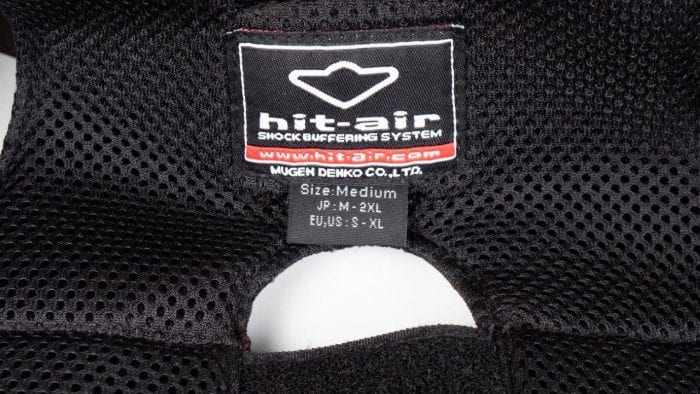 Hit-Air MLV-C Motorcycle Vest Inner Brand Tag