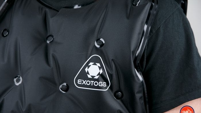 The Exotogg logo on the vest.