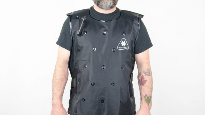 Me wearing the Exotogg Thermal Vest deflated.