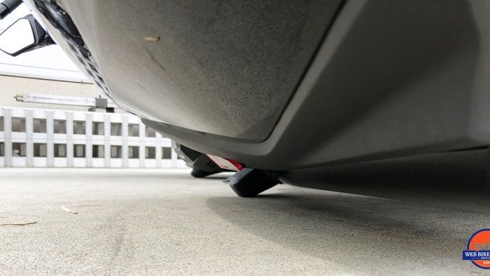 Honda Gold Wing DCT resting on the frame sliders.