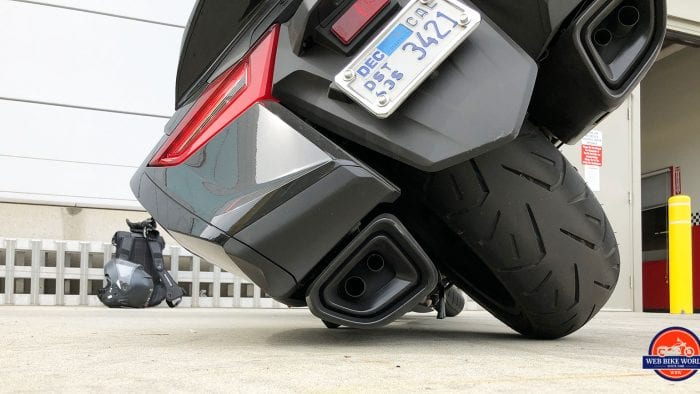 Honda Gold Wing DCT resting on the frame sliders.