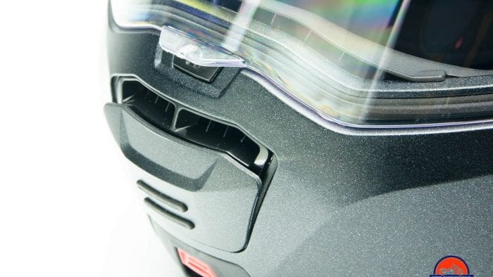 Chinbar vent on the Nolan N100-5 helmet with N-Com B901L installed.