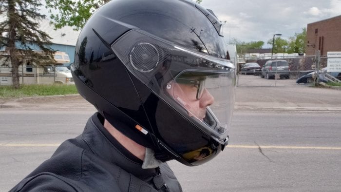 SCHUBERTH C4 Pro, side profile view, worn by Cameron Martel