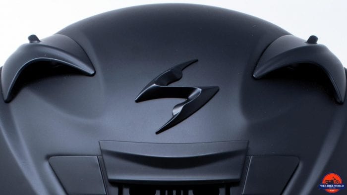 Close up of vents & logo on Scorpion EXO-R710