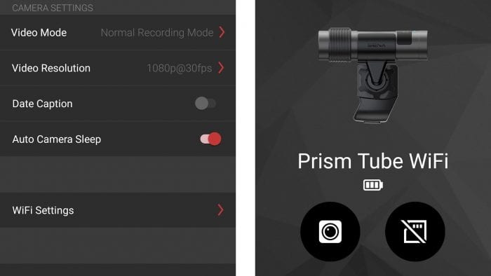 Sena Prism Tube WiFi Action Camera App