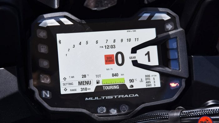 2019 Ducati Multistrada 1260S dash.