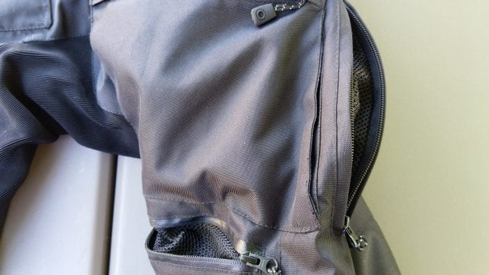 Phantom Textile Adventure Pants, front knee and rear-side vents closeup