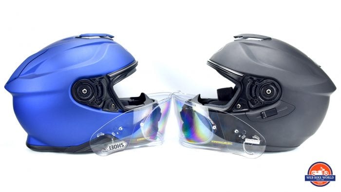 Shoei GT Air on the right with the new GT Air II on the left.