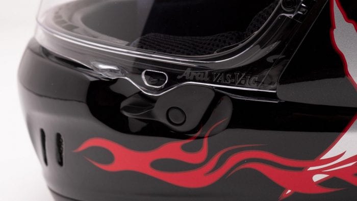 Arai Defiant-X Helmet visor lock release lever