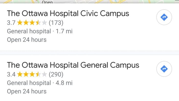 CLEARLink App, USAFE Sequence, Screen 5 of 5, Closest Medcal Facility Listing TEST