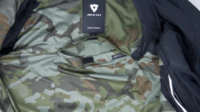 REV'IT! Tracer Air Overshirt interior liner showing back protector pocket