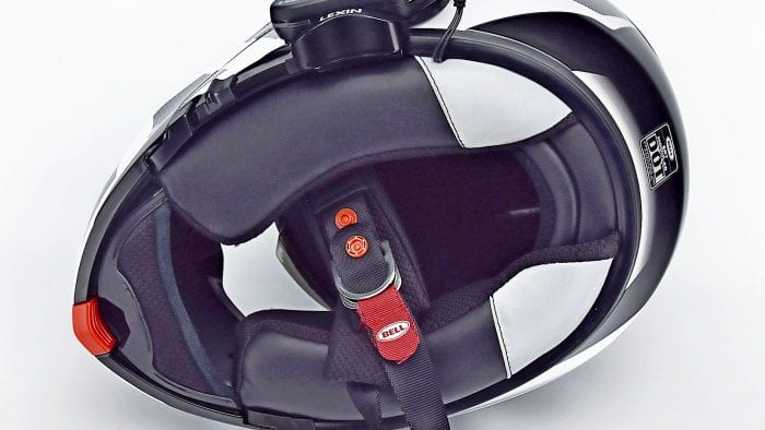 The Lexin FT4 installed in a Bell SRT Modular helmet.