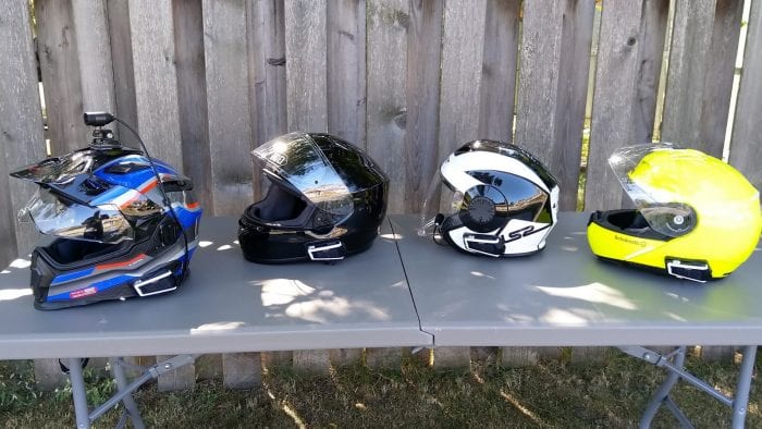 Bikecomm BK-T1 Bluetooth Headset - Helmet Installations, Side by Side comparisons