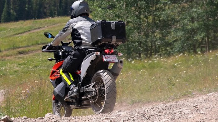 Me wearing the Joe Rocket Canada Alter Ego 14.0 jacket while riding a KTM 790 Adventure motorcycle.