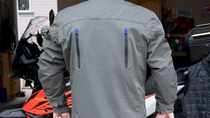 The rear air vents of the Joe Rocket Canada Alter Ego 14.0 jacket.