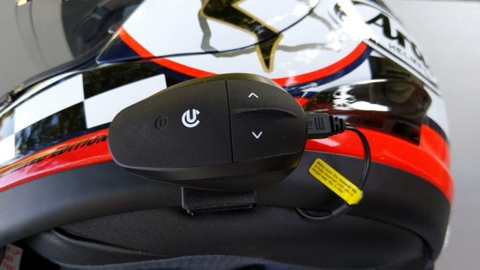 UClear AMP Go BT System mounted on Arai Helmet