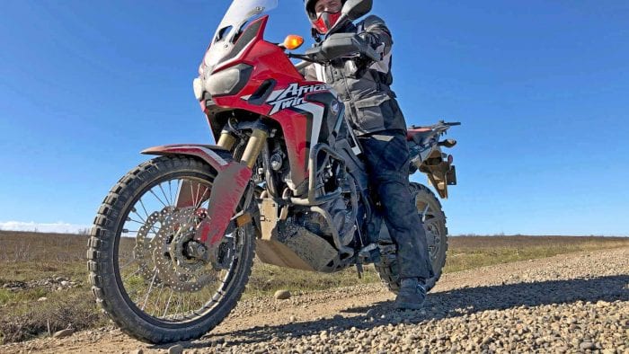 Me on a 2017 Honda Africa Twin on the Dempster Highway.