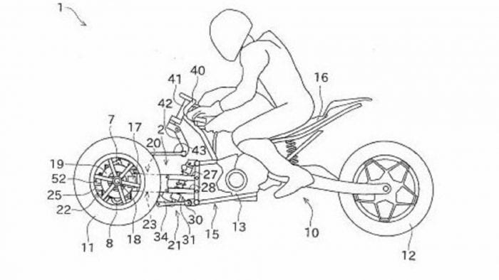 Kawasaki three-wheeled tilting motorcycle