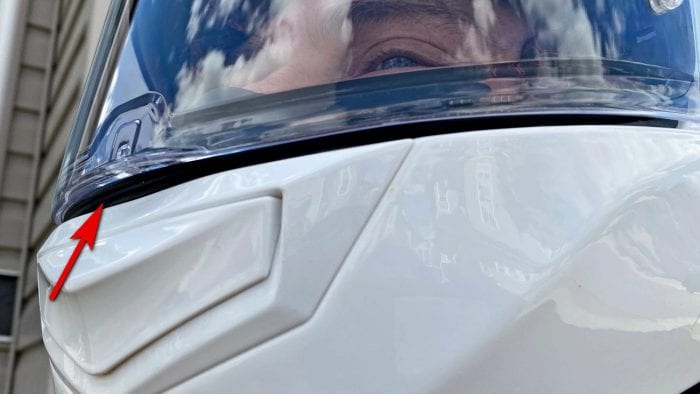 The Sedici Strada II helmet with visor cracked open