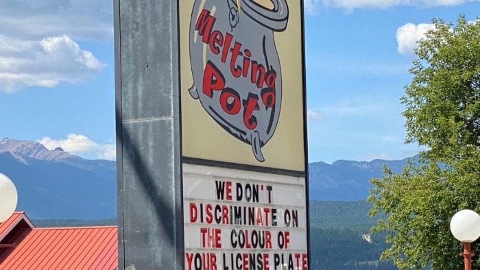 A welcome sign in Radium, British Columbia.