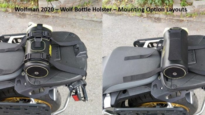 Wolfman Wolf Bottle on motorcycle