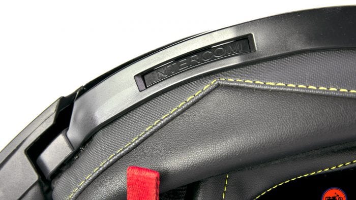 Built in mounting area for Bluetooth devices on the Touratech Aventuro Traveller Carbon