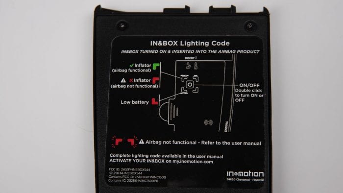In&box lighting legend on back of module