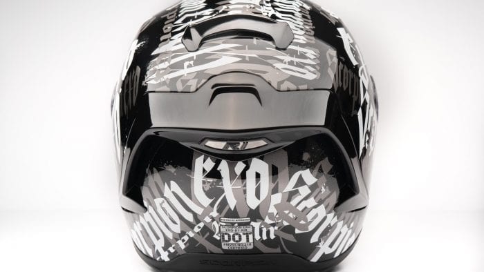 Rear view of Scorpion EXO R1 helmet