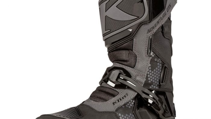 The Stealth Black model of Klim GTX Adventure boots.