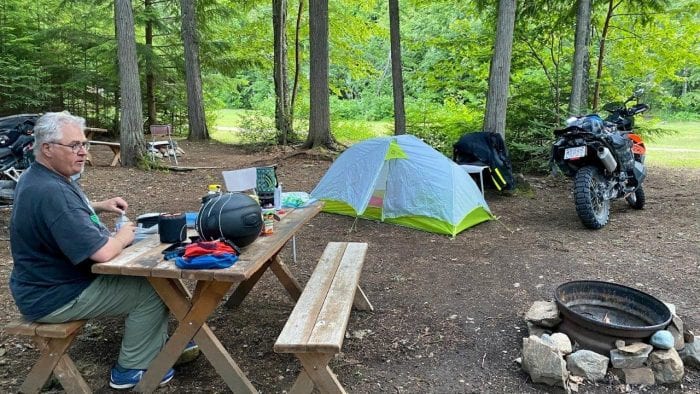 A typical motorcycle campsite.
