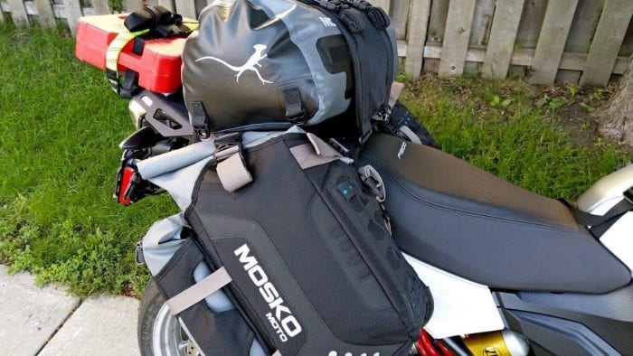 The Mosko Moto Reckless 80L v3.0 Revolver luggage installed on a BMW F900XR.