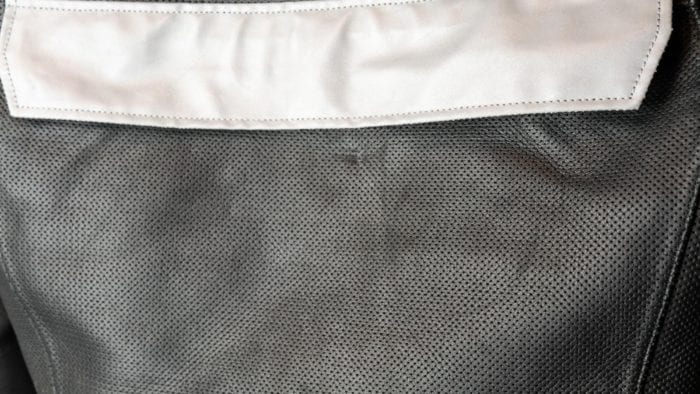 Reflector on the rear of the Aerostich jacket