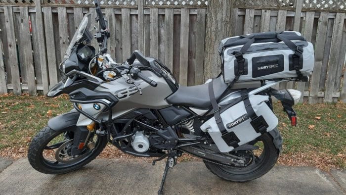 DrySpec D78 bags mounted on motorcycle