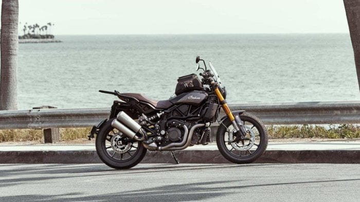 Indian FTR 1200 S with Tour Accessory Package Parked by the Ocean