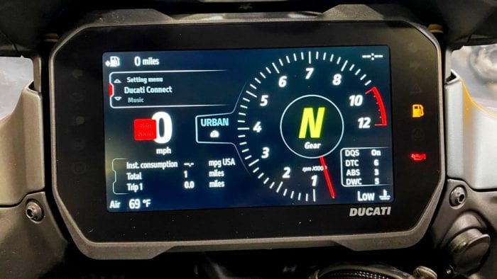 The new dash from the 2021 Ducati Multistrada V4S.