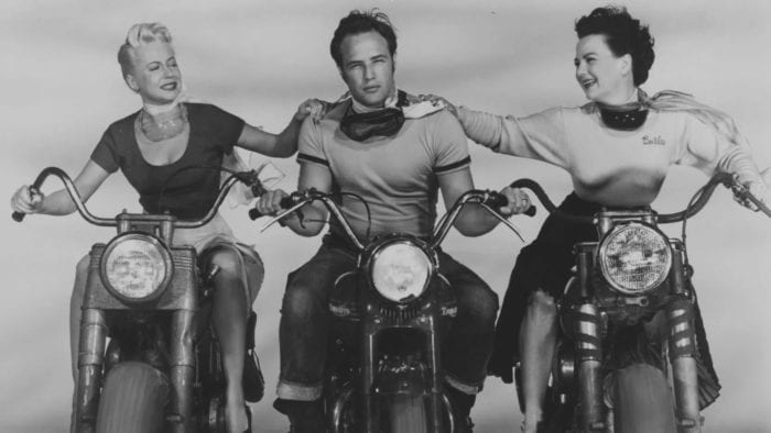 Marlon Brando Riding A Triumph Thunderbird In A Promotional Poster