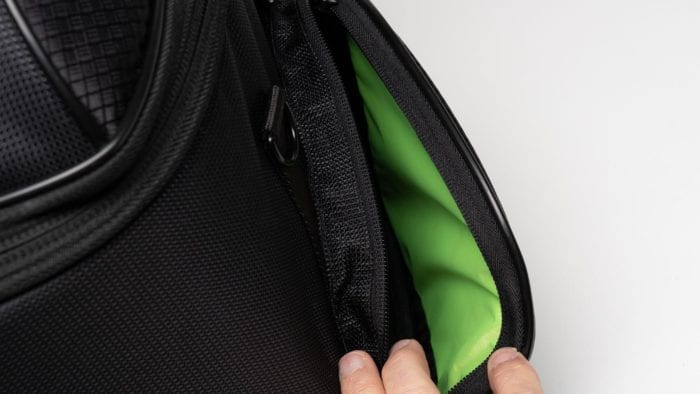 Close up view of the open side pockets