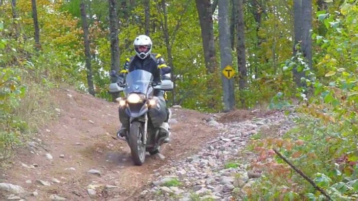 a biker enjoys the trails of Wisconsin
