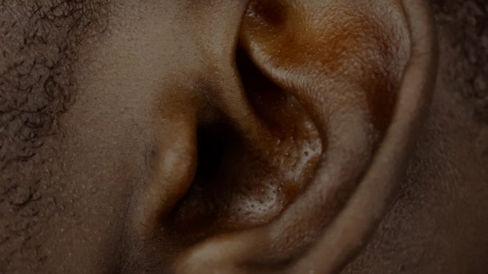 A close up of an ear.