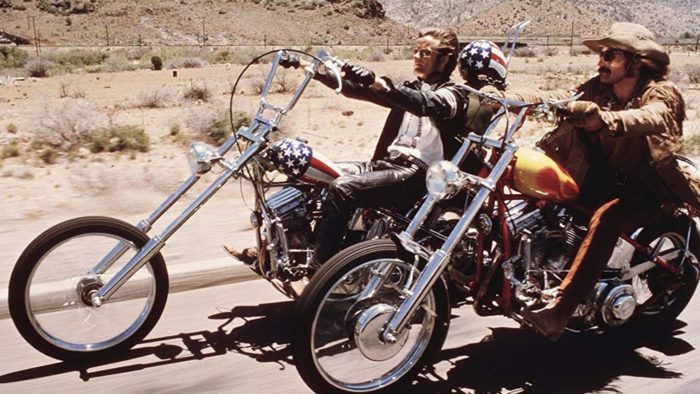 Peter Fonda and Dennis Hopper, featuring the iconic Harley Davidson Panhead Chopper